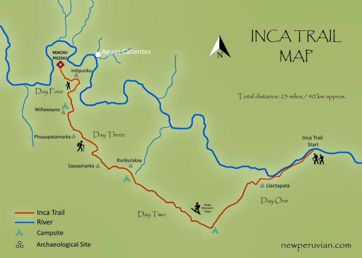 แผนที่ของ inca งร่องรอยเปรู