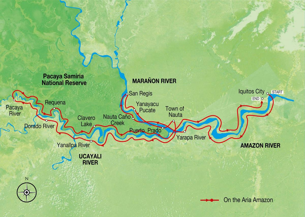 แผนที่ของอเมซอนแม่น้ำเปรู
