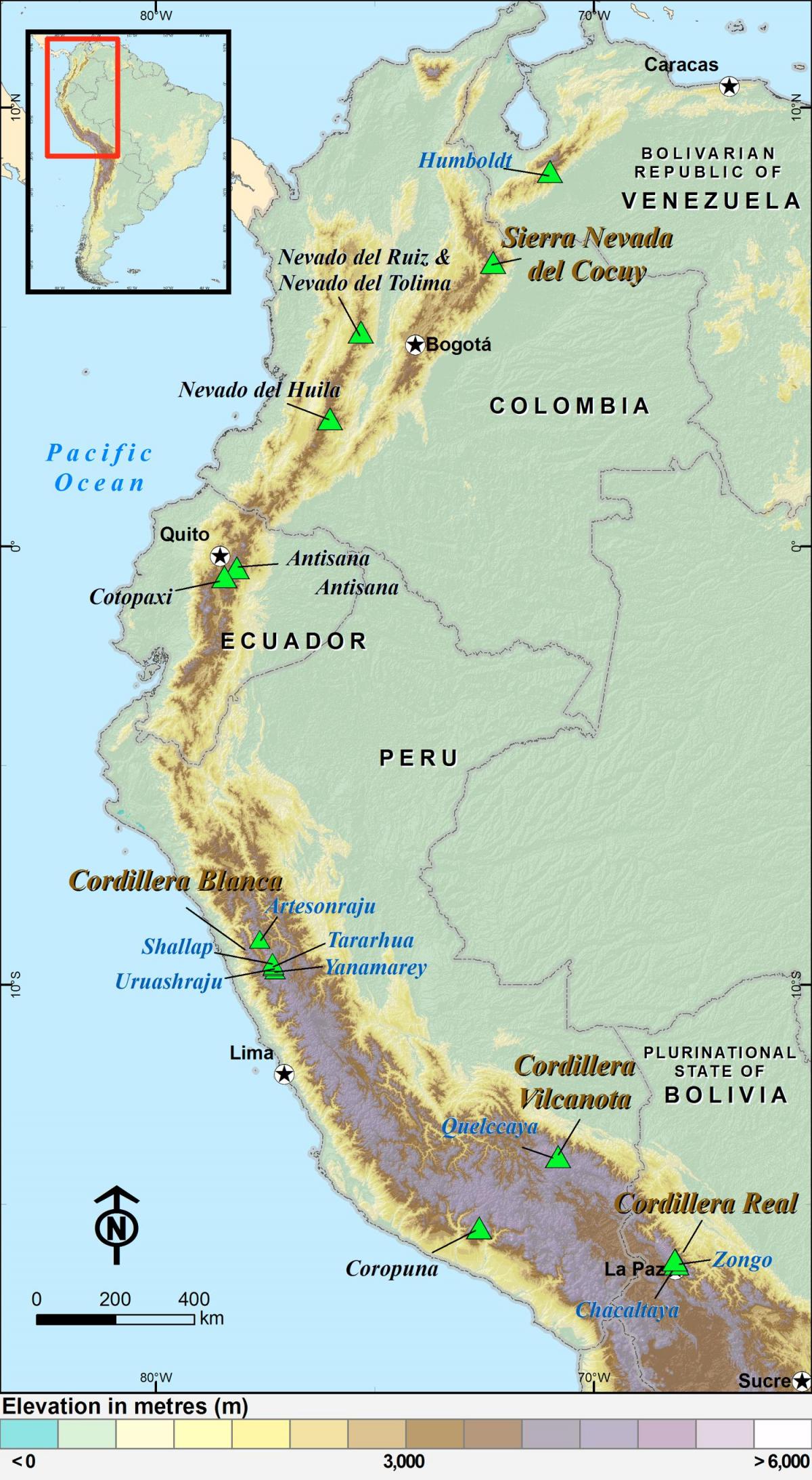 Peruvian andes แผนที่