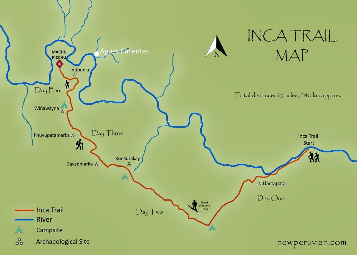 แผนที่ของ inca งร่องรอยเปรู