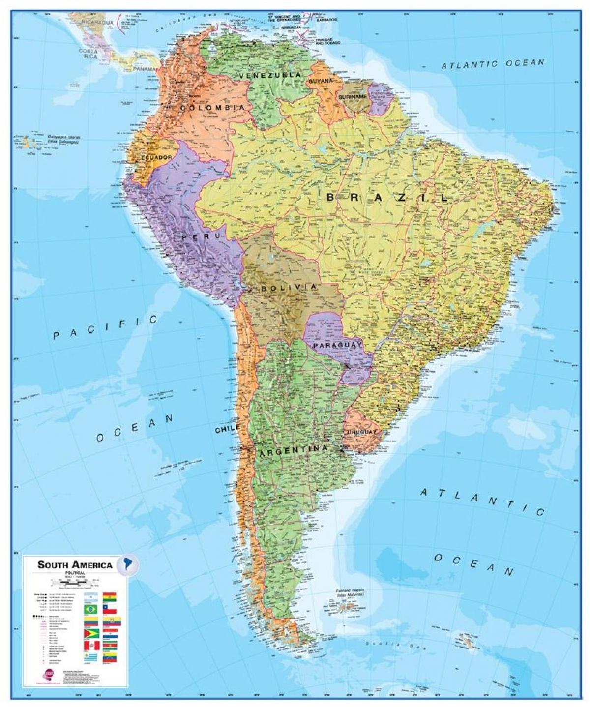 แผนที่กระดาษอเมริกาใต้
