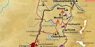 แผนที่ของหุบเขาอันศักดิ์สิทธิ์ peru. kgm เปรู