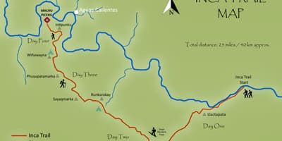 แผนที่ของ inca งร่องรอยเปรู